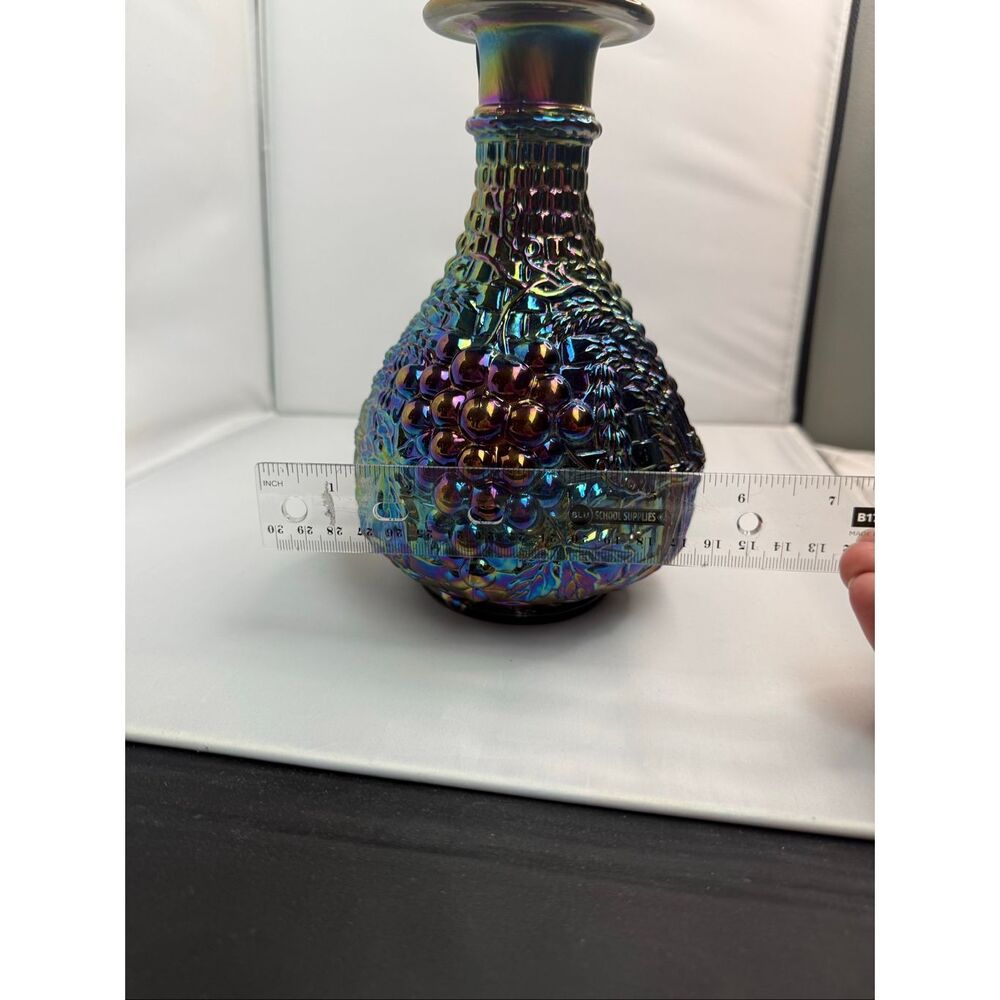 Fenton Amethyst Golden Harvest Carnival Glass Decanter w/Stopper and Box - Picture 10 of 11